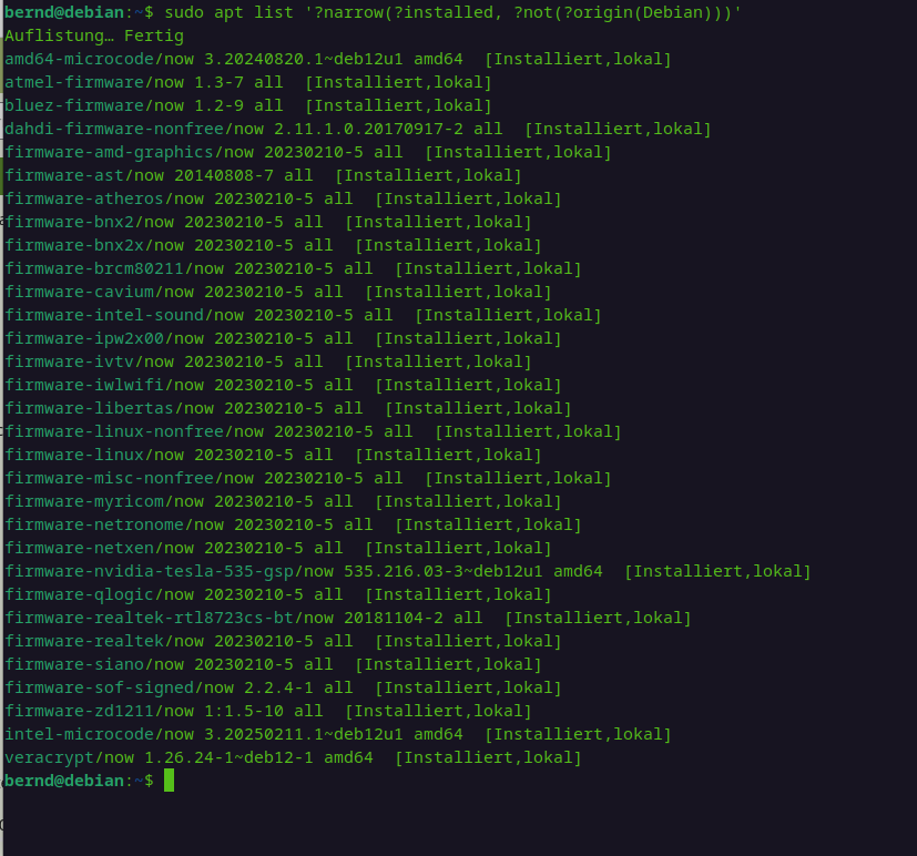 Non-Debian Pakete Auflistung
