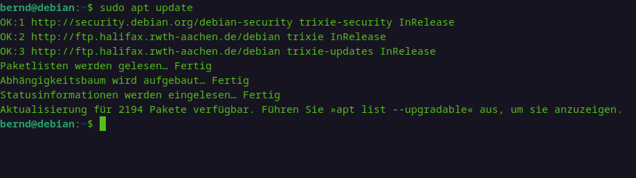 Aktualisierung Paketquellen Trixie