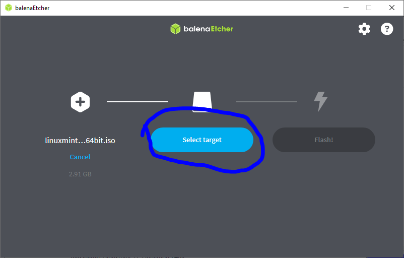 balenaEtcher Select target - Tool zum schreiben von Images auf USB-Sticks