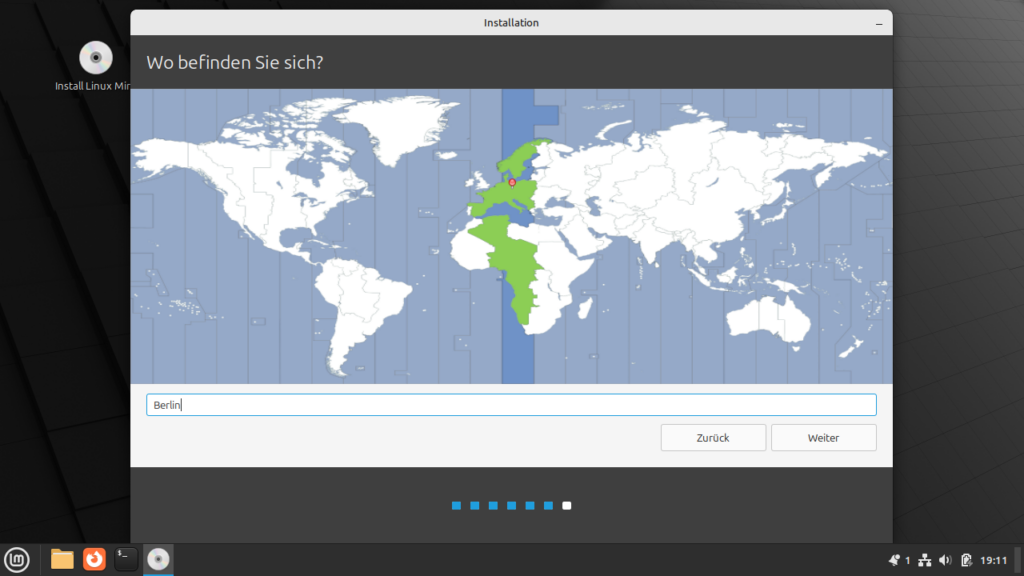 Linux Mint Installation - Auswahl Region