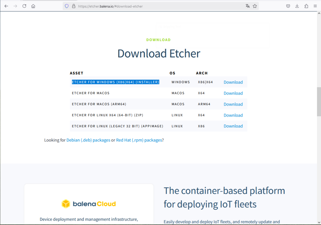 balenaEtcher Download für Windows - Tool zum schreiben von Images auf USB-Sticks